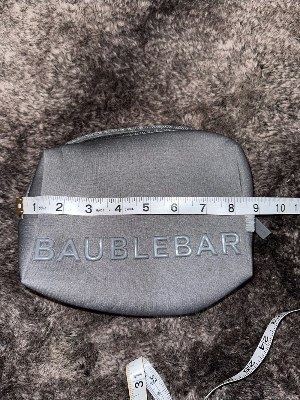 BaubleBar Heather Gray Neoprene Take It Away Storage Pouch Travel Cosmetic Bag